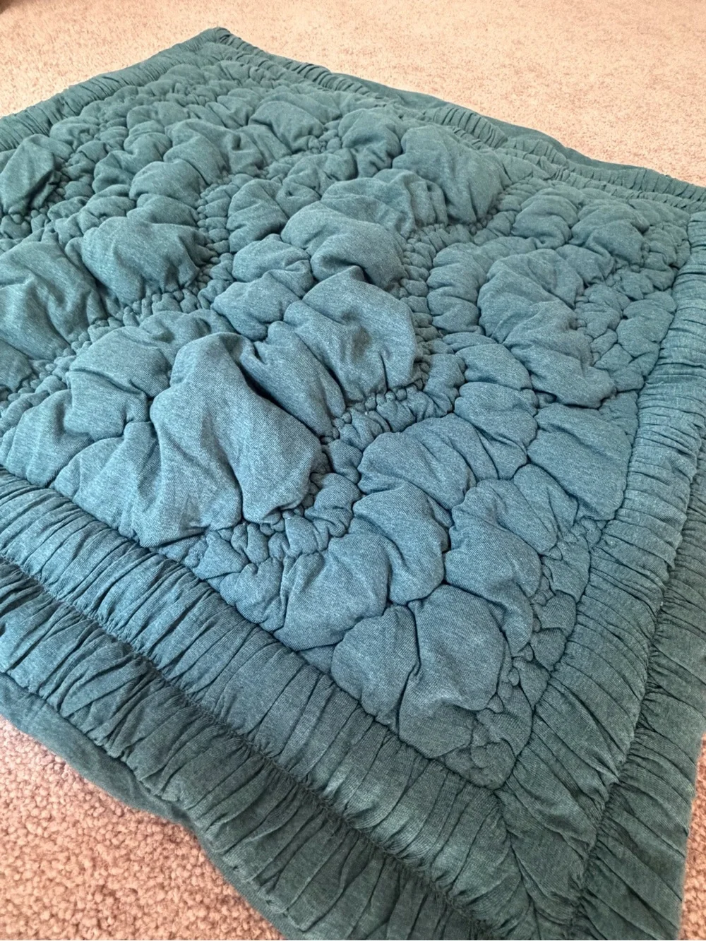 new Anthropologie Brooke heathered jersey cotton euro sham green teal quilted 26